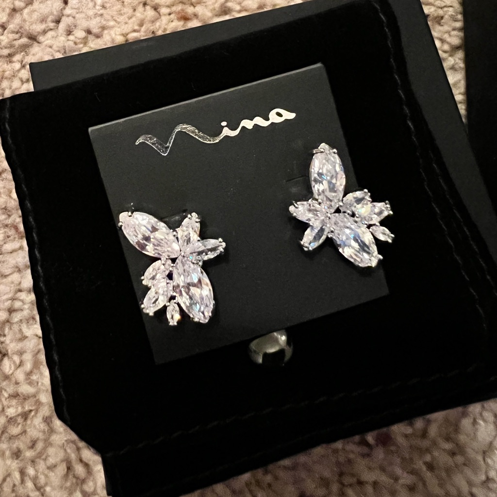 Nina Lisbon Floral Cz Stud Earrings